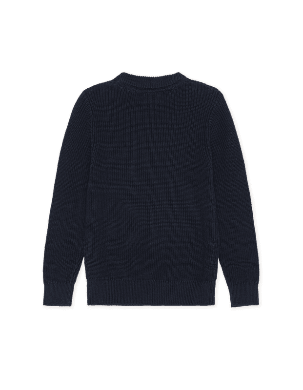 Rib Crewneck Knit - Dark Navy Blue