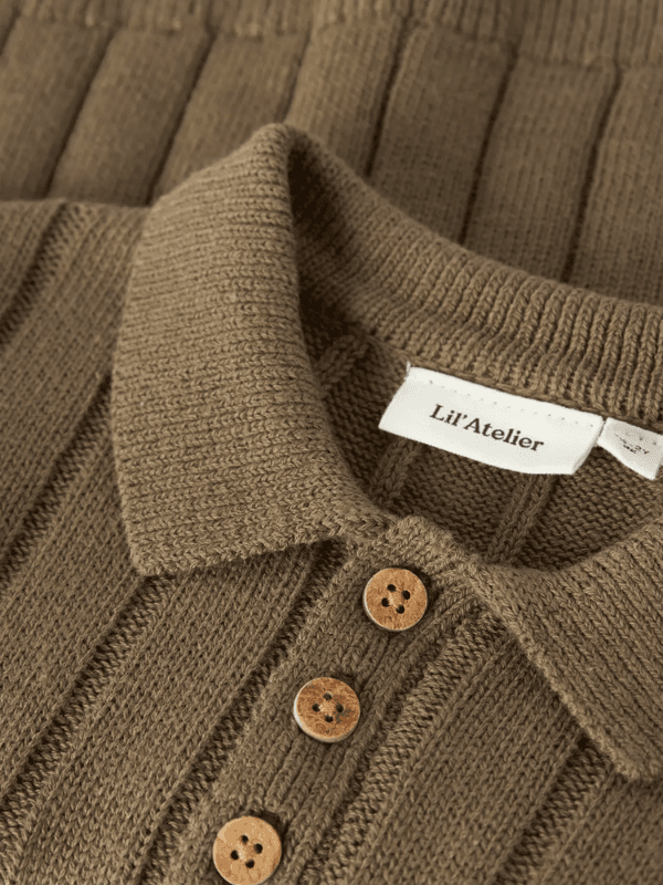 Lomon Loose Knit Polo - Kangaroo