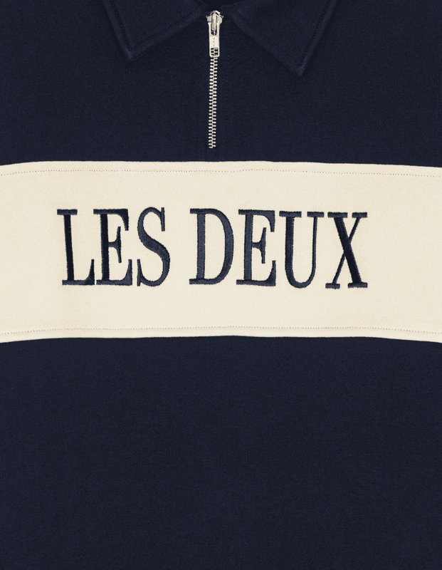 Zipper Rugby Sweatshirt - Dark Navy Blue